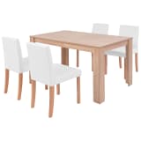 vidaXL Table et chaises 5 pcs Cuir synthétique Chêne Couleur crème