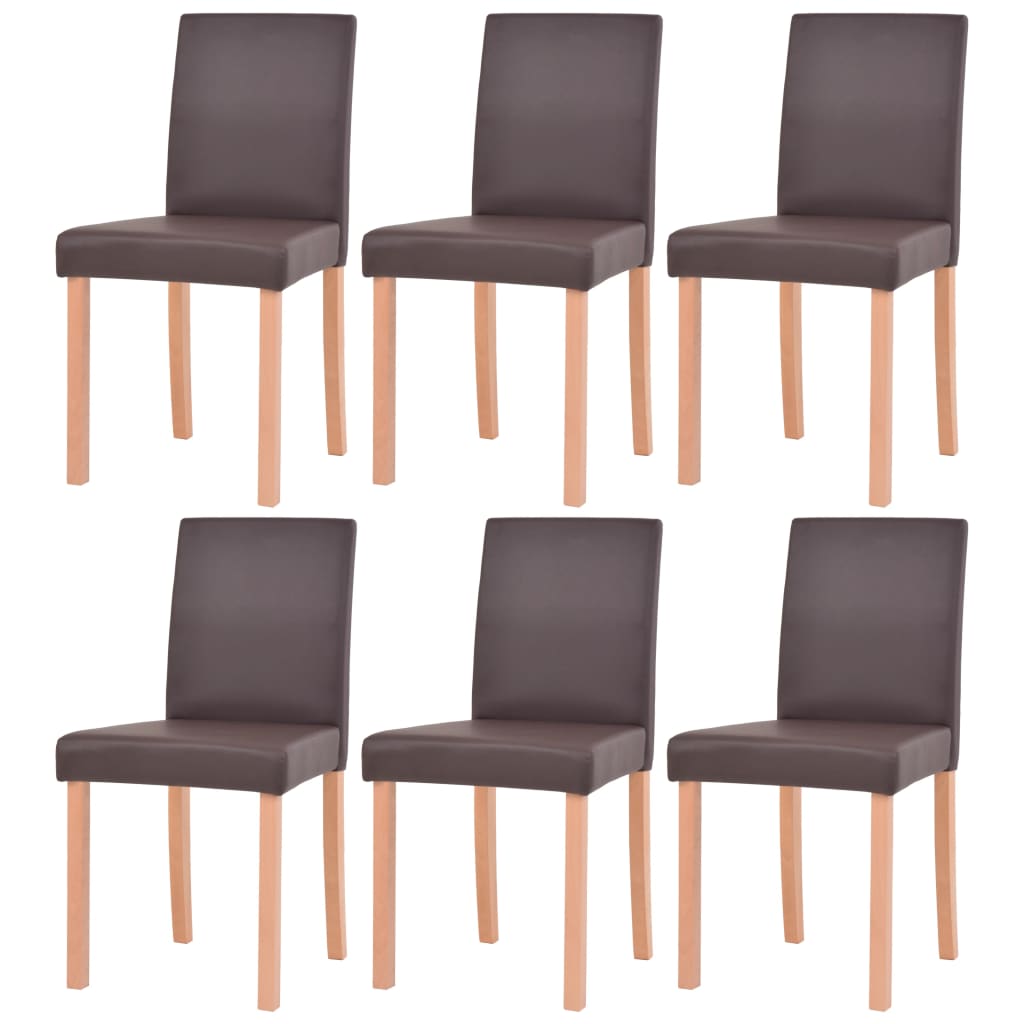 Eettafel met stoelen kunstleer en eikenhout bruin 7 st