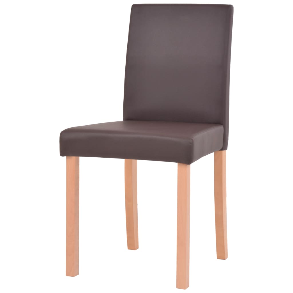 Eettafel met stoelen kunstleer en eikenhout bruin 7 st