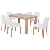 vidaXL Table et chaises 7 pcs Cuir synthétique Chêne Couleur crème