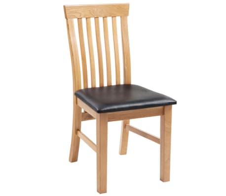 vidaXL Chaises à dîner 2 pcs Bois de chêne massif et similicuir vidaXL Chaises à dîner 2 pcs Bois de chêne massif et similicuir