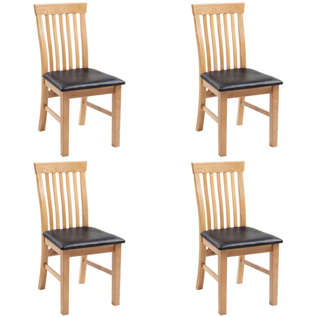  Jedálenské stoličky 4 ks, dubový masív a umelá koža