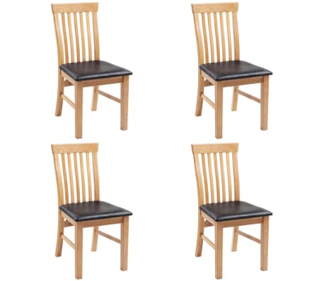 vidaXL Dining Chairs 4 pcs Solid Oak Wood and Faux Leather