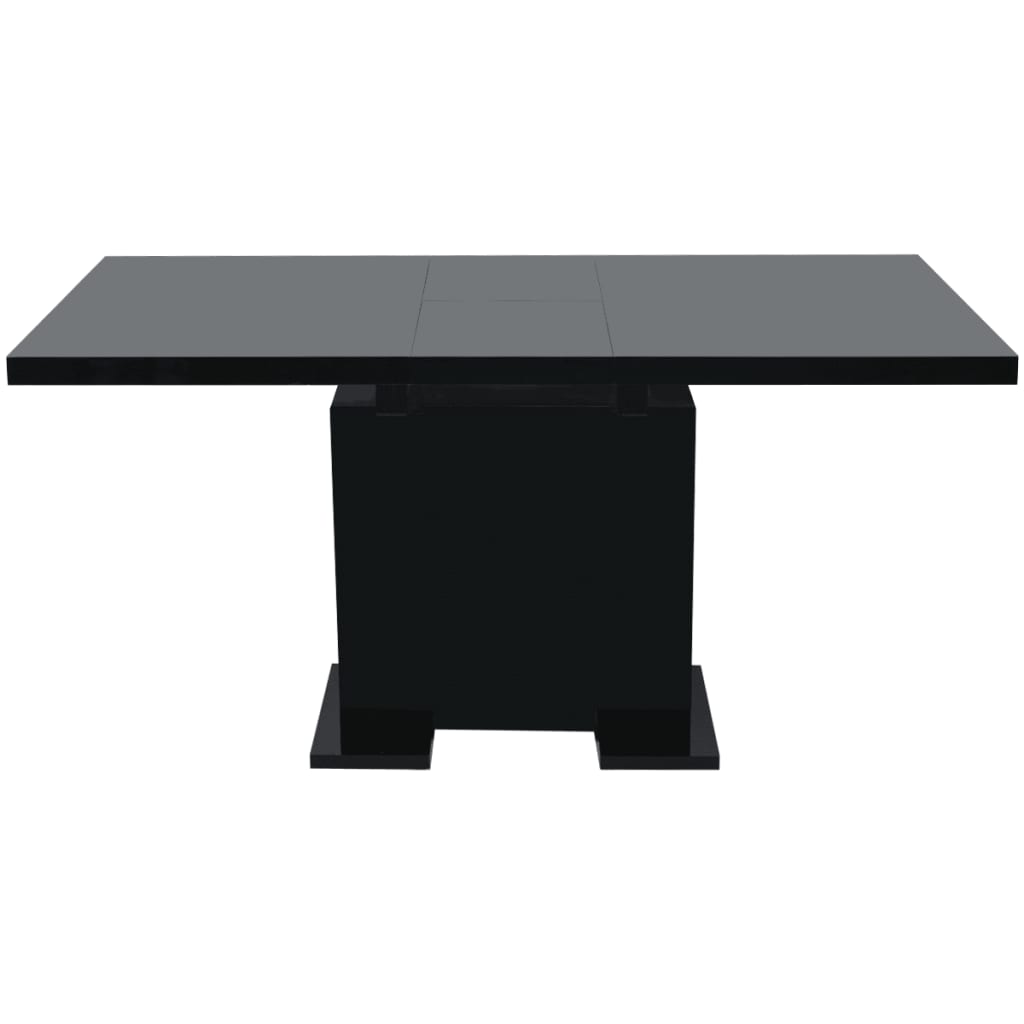 Magasfényű fekete kihúzható étkezőasztal 