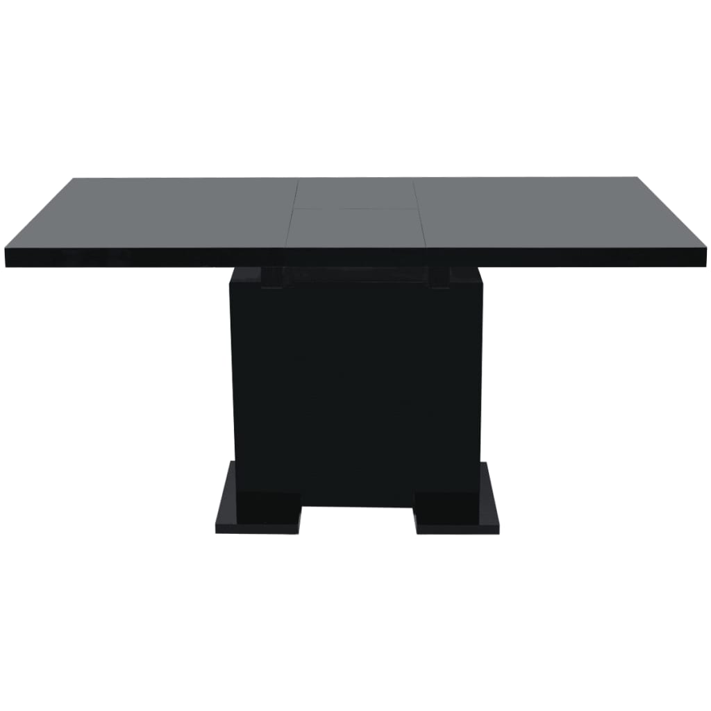 vidaXL Eettafel uitschuifbaar hoogglans zwart