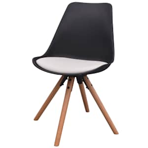 vidaXL Valgomojo kėdės, 4vnt., juodos ir baltos, dirbtinė oda