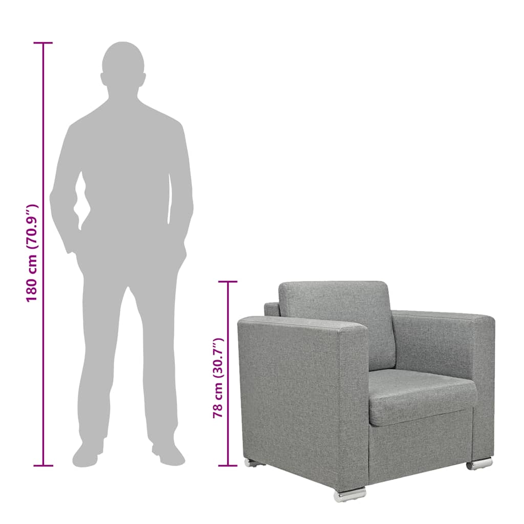 Πολυθρόνα Ανοιχτό Γκρι Υφασμάτινη - Image 8