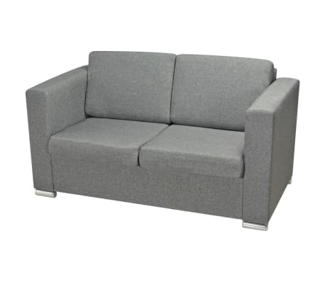 vidaXL 2-Sitzer Sofa Stoff Hellgrau