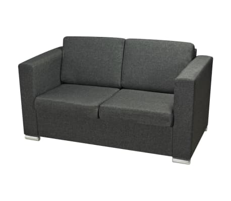vidaXL 2-местен диван от плат, тъмно сиво