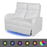 vidaXL Καναπές Διθέσιος Ανακλινόμενος με LED Λευκός από Δερματίνη