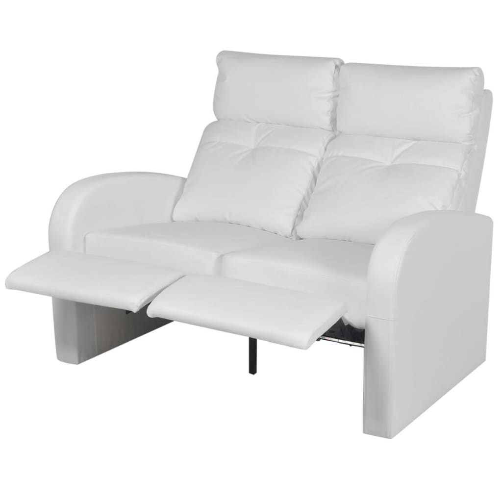 LED 2 személyes műbőr dönthető támlájú fotel fehér 