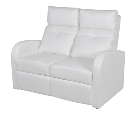 vidaXL 2-personers sofa med LED kunstlæder hvid