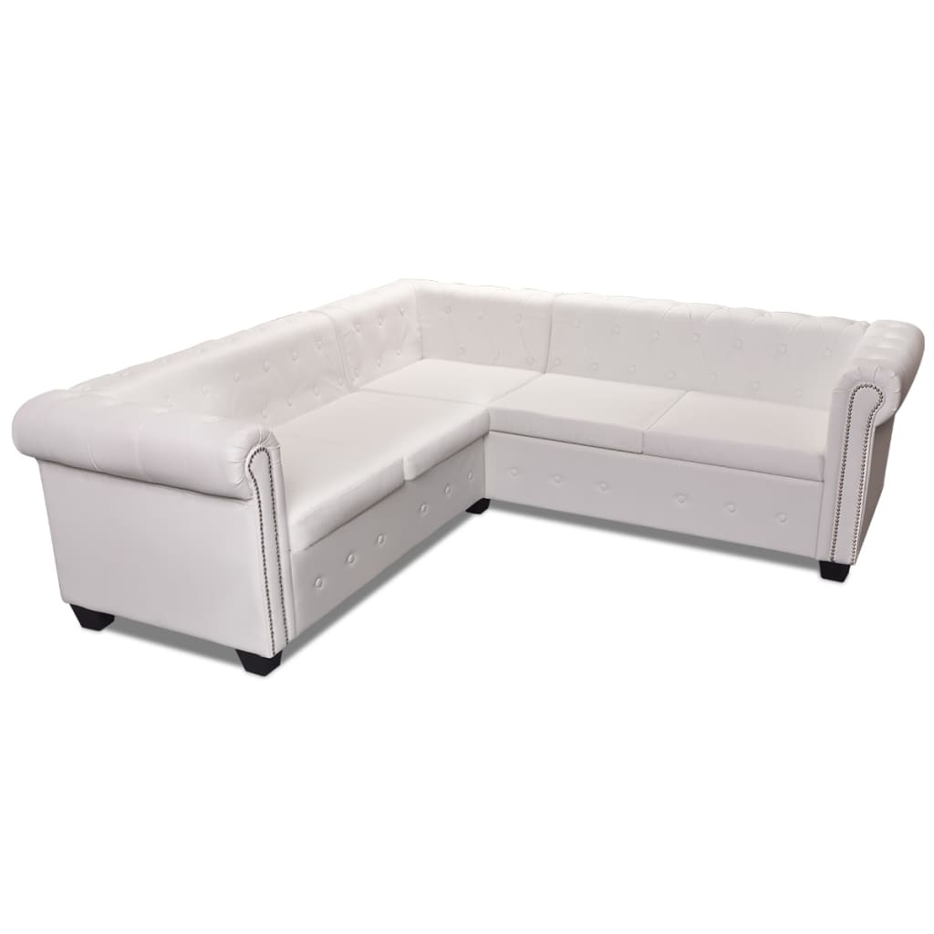 Canapé D'angle Chesterfield 5 Plc Cuir Artificiel Blanc VidaXL 13 width=274