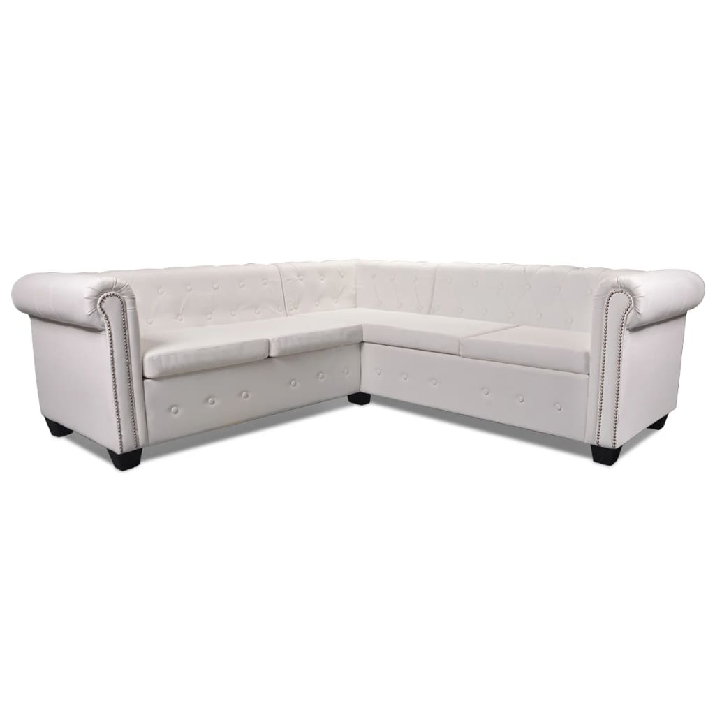 Canapé D'angle Chesterfield 5 Plc Cuir Artificiel Blanc VidaXL 15 width=274