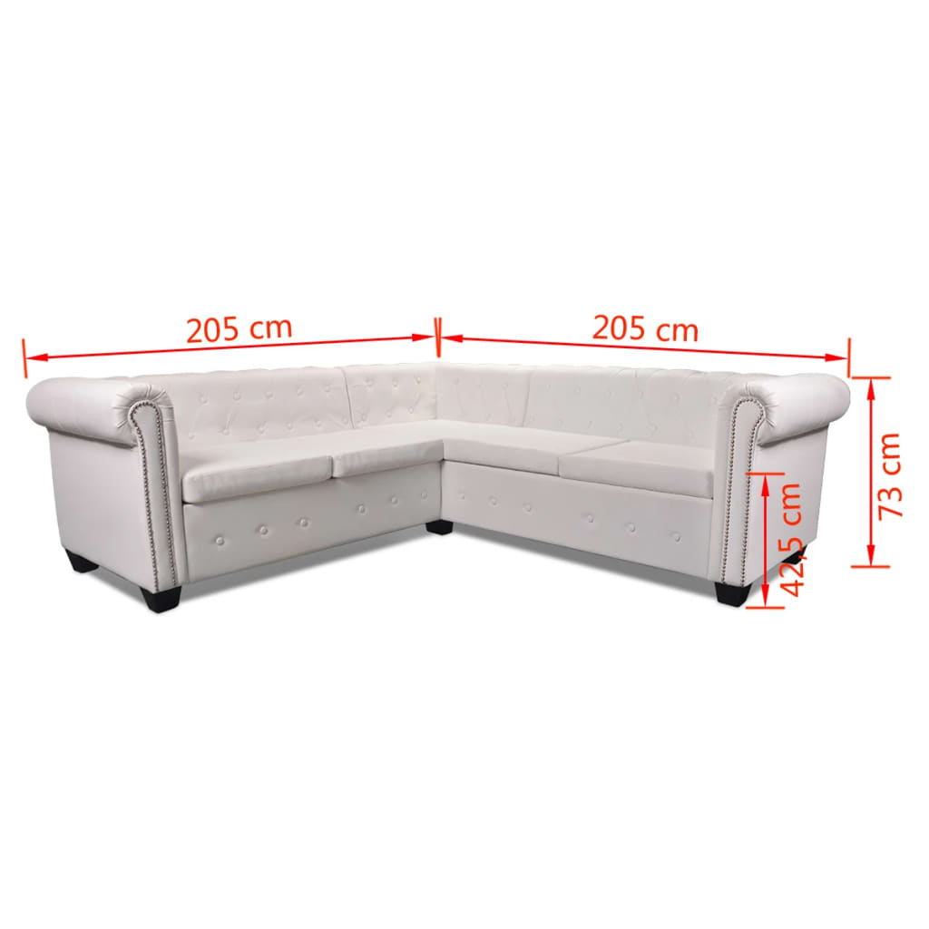 Canapé D'angle Chesterfield 5 Plc Cuir Artificiel Blanc VidaXL 18 width=274