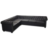 vidaXL Chesterfield Kutna Garnitura 6 Sjedala od Umjetne kože Crna