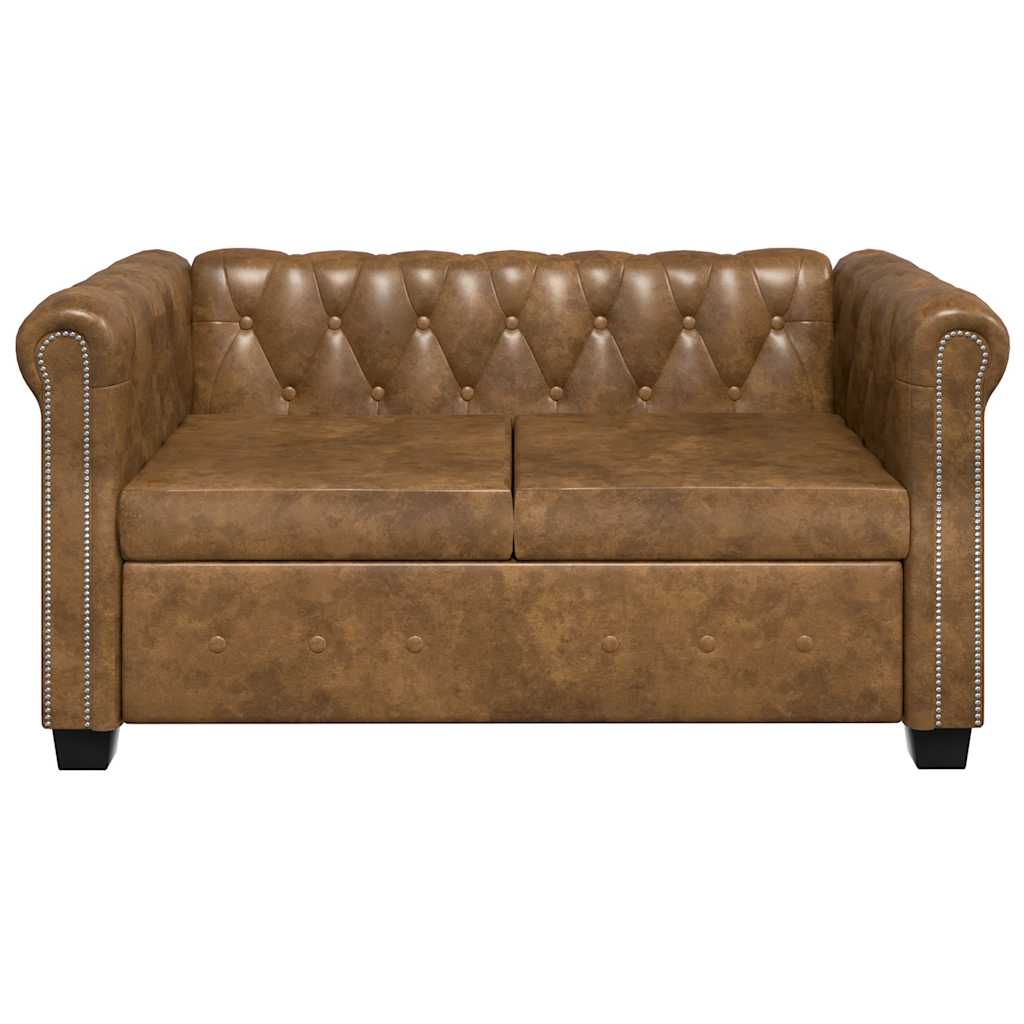Divano Chesterfield A 2 Posti In Finta Pelle Marrone VidaXL 11 width=274
