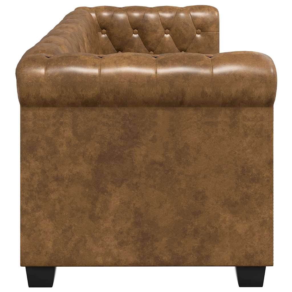 Divano Chesterfield A 2 Posti In Finta Pelle Marrone VidaXL 12 width=274