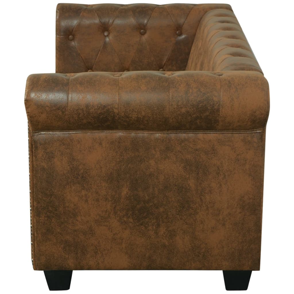 Thumbnail - vidaXL Chesterfield-Sofa 2-Sitzer Kunstleder Braun