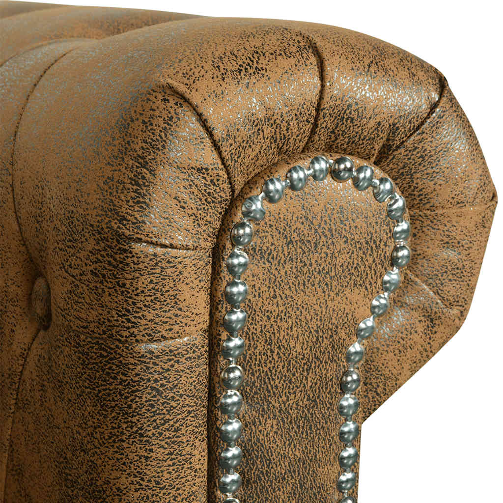 Divano Chesterfield A 2 Posti In Finta Pelle Marrone VidaXL 14 width=274