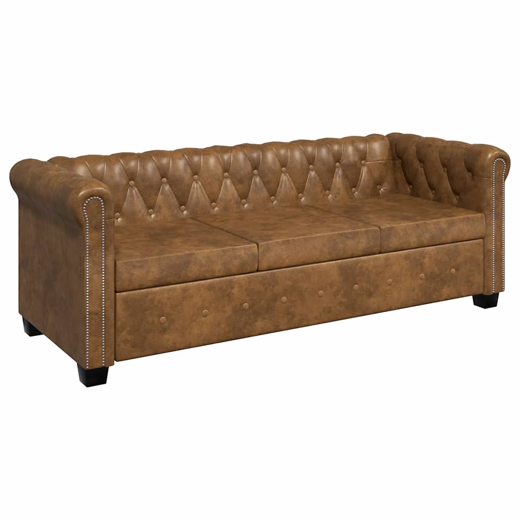Thumbnail - vidaXL Chesterfield-Sofa 3-Sitzer Kunstleder Braun