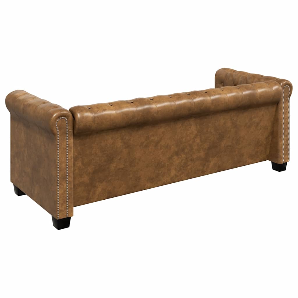 Divano Chesterfield A 3 Posti In Finta Pelle Marrone VidaXL 13 width=274