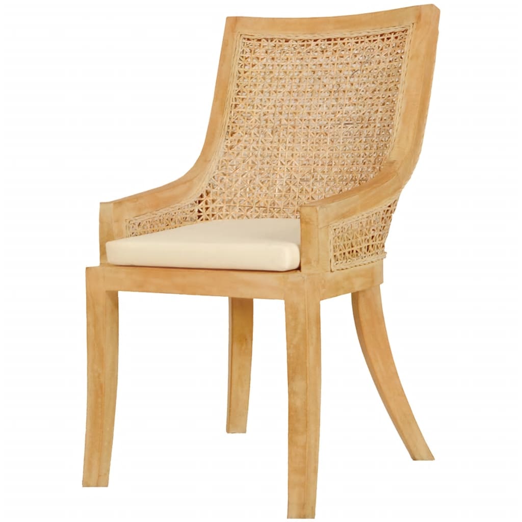 vidaXL Dining Chairs 2 pcs Rattan and Solid Mango Wood