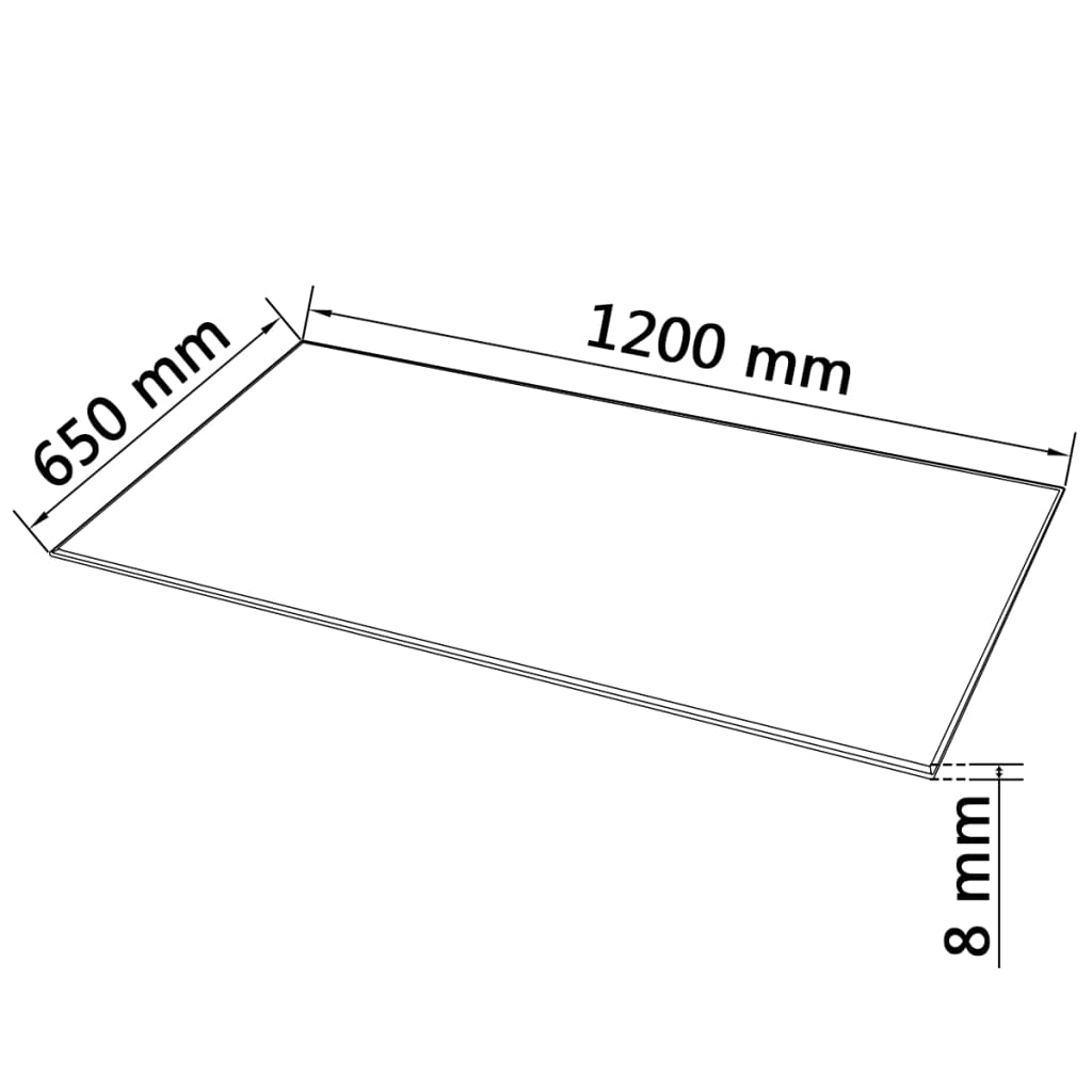 Stolní deska z tvrzeného skla obdélníková 1200x650 mm