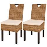vidaXL Eetkamerstoel Kubu 2 stuks rattan mangohout
