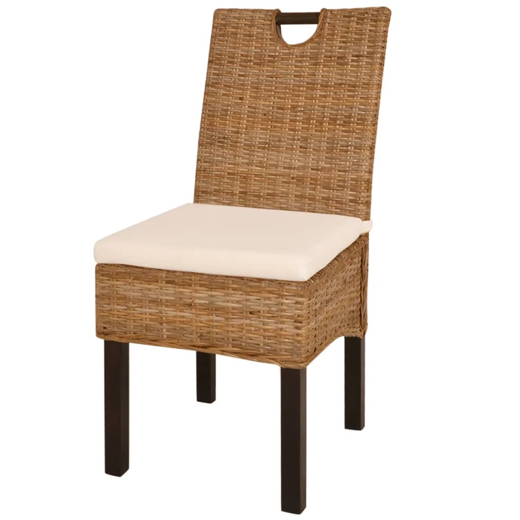 

vidaXL Eetkamerstoel Kubu 2 stuks rattan mangohout