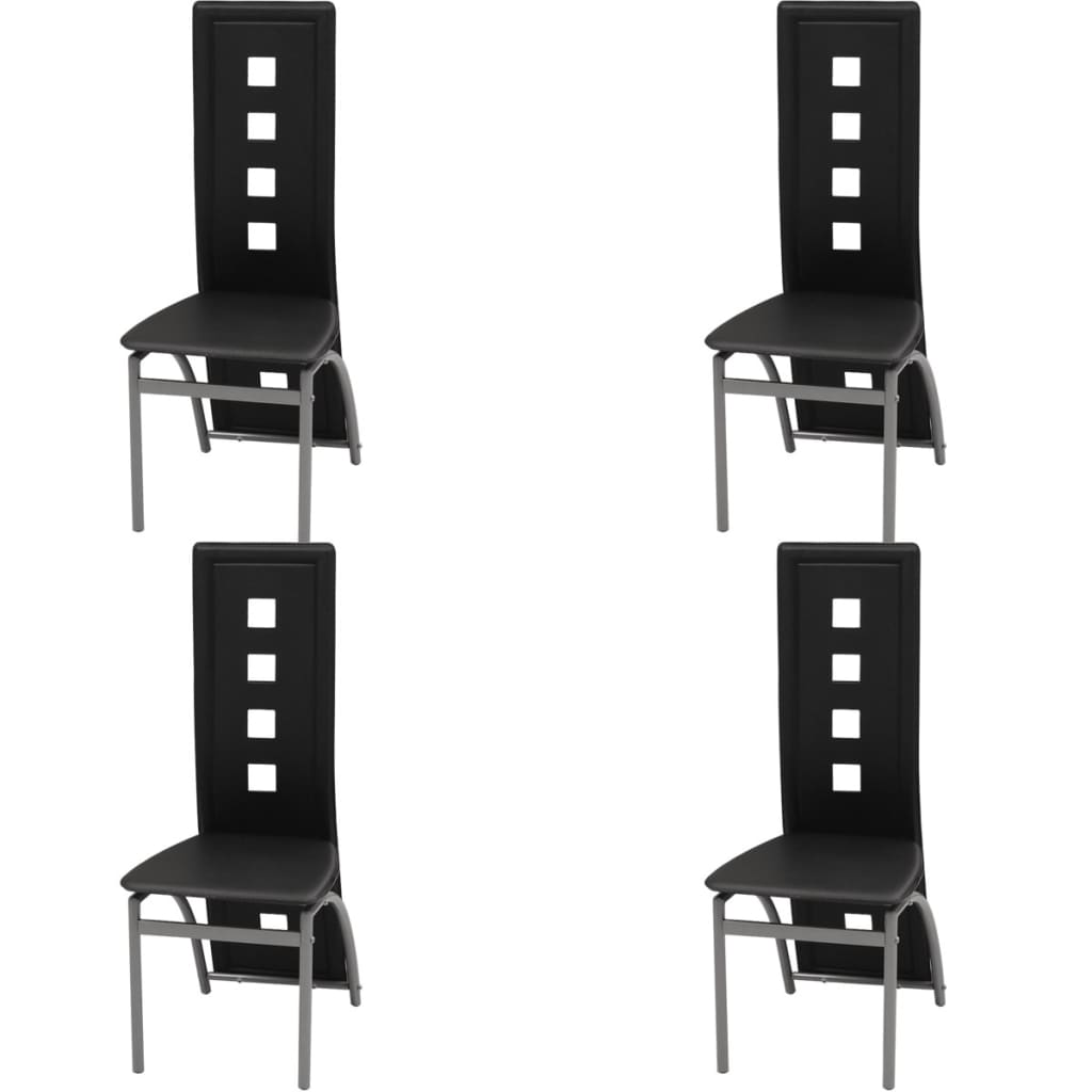 virtuves krēsli, 4 gab., melna mākslīgā āda | Stepinfit.lv