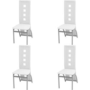 Jedilni stoli 4 kosi belo umetno usnje