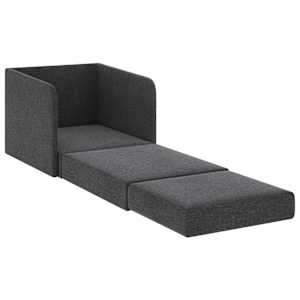 Rozkládací křeslo tmavě šedé textil - obrázek 4