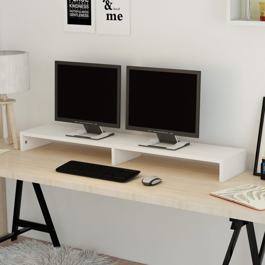  Stojan na monitor z drevotriesky, 118x23,5x9 cm, biely