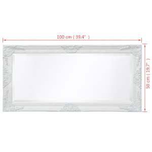 Nástěnné zrcadlo barokní styl 100 x 50 cm bílé - obrázek 9