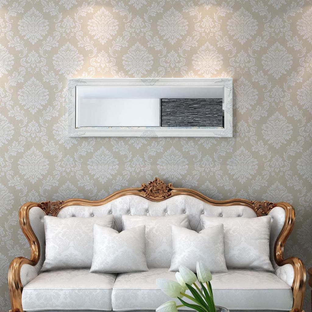 vidaXL Wandspiegel im Barock-Stil 140x50 cm Weiß
