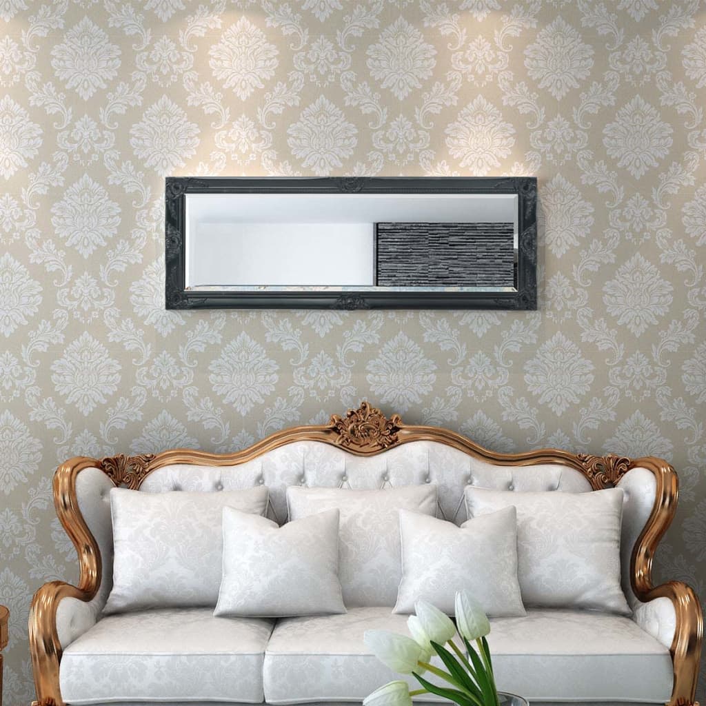 vidaXL Miroir mural style baroque 140x50 cm noir