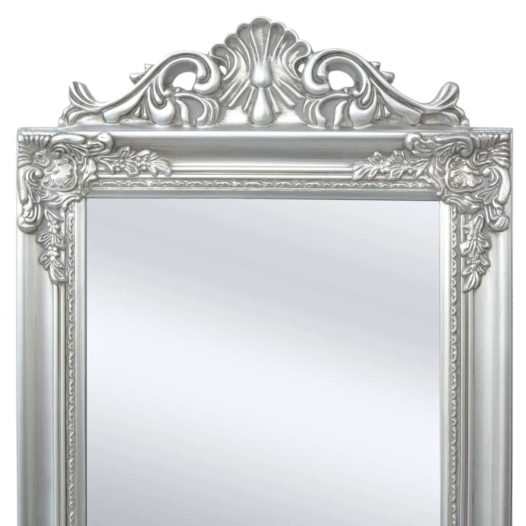 Oglindă verticală în stil baroc 160 x 40 cm argintiu