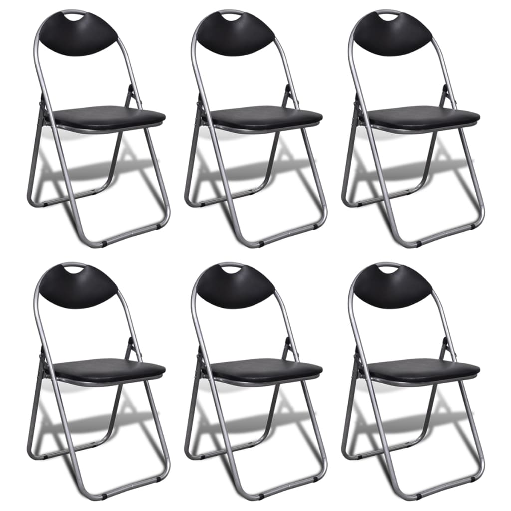 vidaXL Folding Chairs 6 pcs Faux Leather-image-8718475525929
