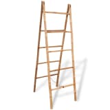 vidaXL Escada toalheiro dupla com 5 degraus, bambu, 50x160 cm