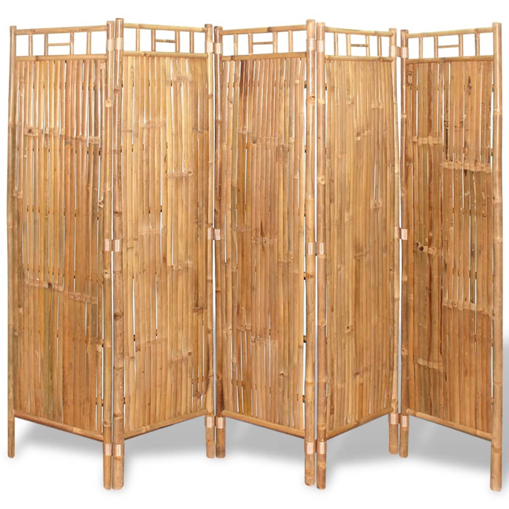 vidaXL Separator cameră cu 5 panouri, bambus, 200 x 160 cm vidaXL