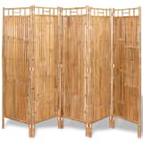 vidaXL 5-Panel Room Divider Bamboo 78.7"x63"