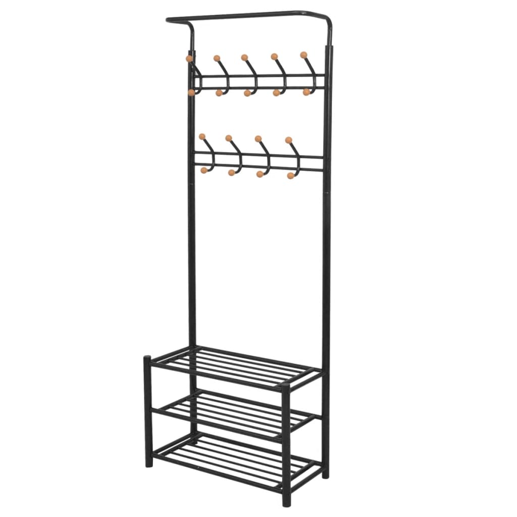 vidaXL Garderobe mit Schuhablage 68×32×182,5 cm Schwarz