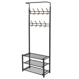 vidaXL Suporte para roupas com sapateira 68x32x182,5 cm preto