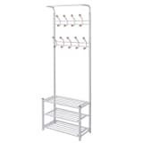 vidaXL Suporte para roupas com sapateira 68x32x182,5 cm branco