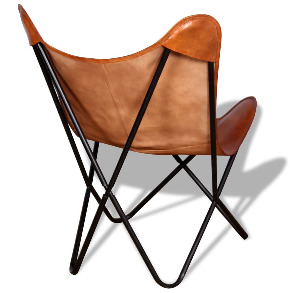 tauriņa formas krēsls, brūna dabīgā āda | Stepinfit.lv