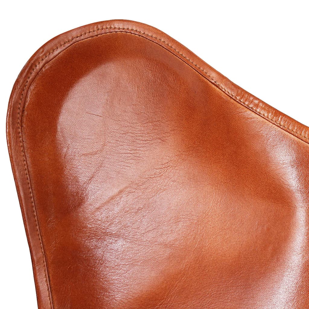 tauriņa formas krēsls, brūna dabīgā āda | Stepinfit.lv
