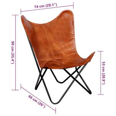 Vidaxl Butterfly Chair Real Leather Brown Vidaxl Com