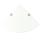 vidaXL Kotna Polica s Kromirano Podporo Prosojno Steklo 25x25 cm