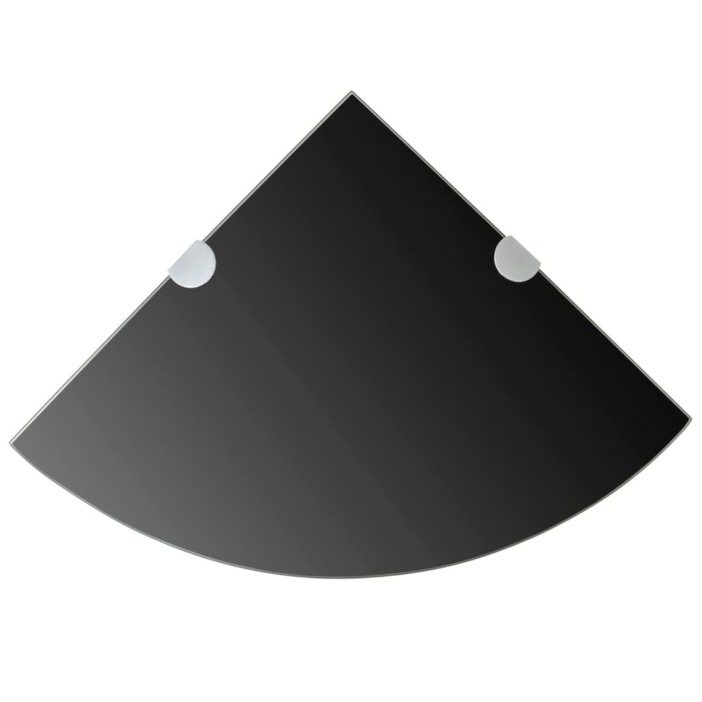 8: vidaXL hjørnehylde med krombeslag glas sort 25 x 25 cm